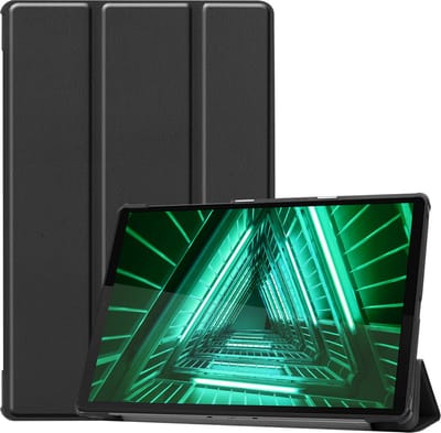 Hoesje - Geschikt voor Lenovo Tab M10 FHD Plus (2e / 2nd Generatie) - Dun & Stevig - Hardcover Book Case - Trifold Bookcase Hoes - Hard Cover - Tablethoes - Zwart