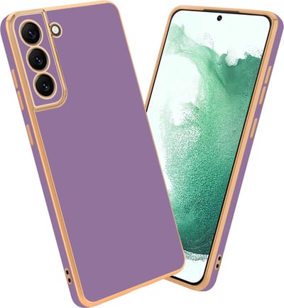 Cadorabo Hoesje geschikt voor Samsung Galaxy S21 5G in Glossy Paars - Goud - Beschermhoes Case Cover van flexibel TPU-silicone en met camerabescherming
