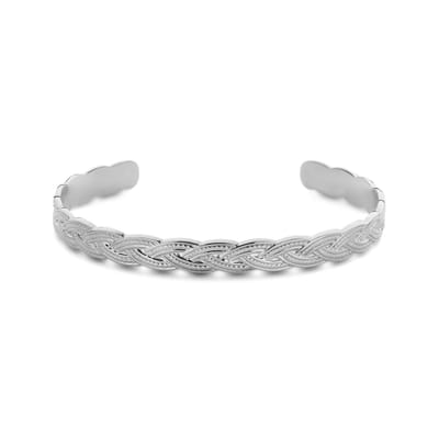 CO88 Collection 8CB-91213 Stalen Bangle met vlecht bewerking - Gevlochten - 6,5mm Breed - Staal - Zilverkleurig