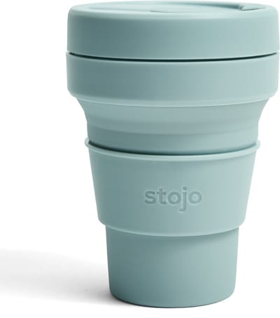 STOJO - Opvouwbare Beker - To Go - Aquamarine - Blauw - 355ml (12oz) - Herbruikbaar