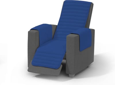 La'Moussawi ® Stijlvolle Gewatteerde Relaxdeken in Zacht Microvezel, Lichtgrijs en Koningsblauw