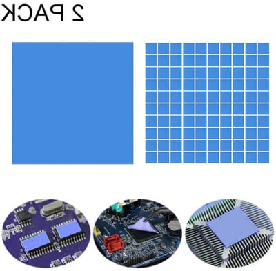 Zachte thermische geleidende pads voor GPU, CPU en LED koeling - 2 stuks met duurzame dubbelzijdige tape (100mmx100mmx1mm + 100mmx100mmx2mm)