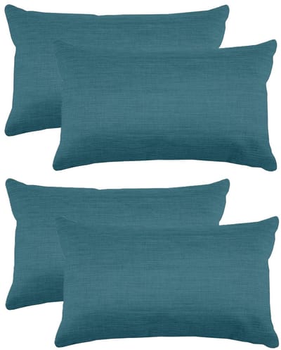 Stof Textile sierkussen Bea - 4x - petrol blauw - 30 x 50 cm - bank kussens - zitkussens - binnen/buiten - polyester