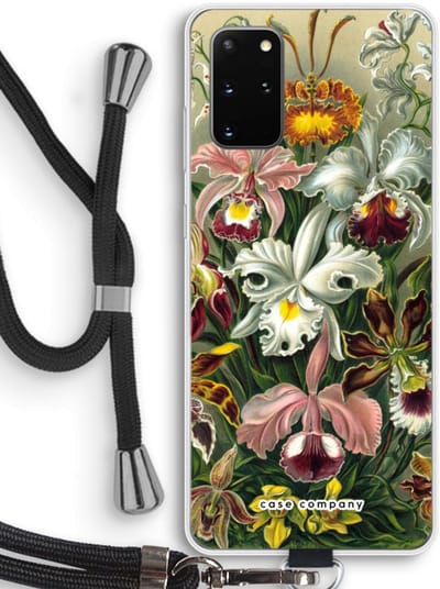 Case Company® - Hoesje met koord geschikt voor Samsung Galaxy S20 Plus hoesje met Koord - Haeckel Orchidae - Telefoonhoesje met Zwart Koord - Bescherming aan alle Kanten en Over de Schermrand