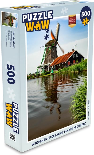 Puzzel Windmolen op de Zaanse Schans, Nederland - Legpuzzel - Puzzel 500 stukjes
