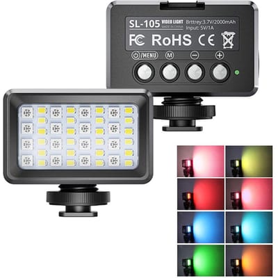 Waterdicht Invullicht RGB Duiklicht 2700K-9000K Mini LED Videolicht Onderwater 40M Ingebouwd RGB zwart