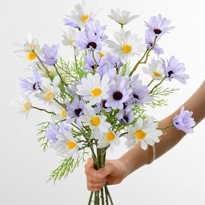 10 Bundels Kunstbloemen van Zijde - UV-bestendige Nep Daisies voor Tuin en Decoratie met Stelen en Groene Struiken