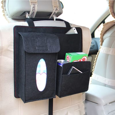 Jhubersproducts - Auto-opbergorganizer - Organizer voor Kantoorbenodigdheden - Handige ophangtas - Zwart - Ideaal voor Snacks en Speelgoed - Geschikt