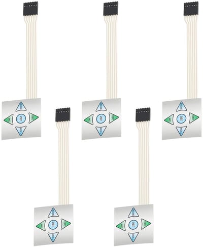 5 Toetsen 1X5 Matrix Array Membraan Toetsenbord Bedieningspaneel 40x40mm voor Elektronische Projecten, DIY Toepassingen en Robotica