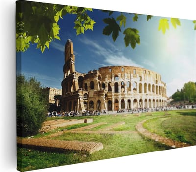 Artaza Canvas Schilderij Rome - 30x20 cm - Klein - Wanddecoratie Colosseum - Muurdecoratie Natuur - Kamer Accessoires