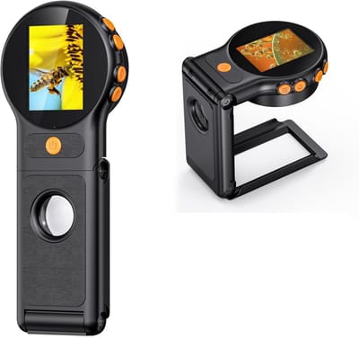 Microscoop - Kinder microscoop - Digitale handmicroscoop voor kinderen - Opvouwbare microscoop - 1080P AF-lens - 2-inch IPS-kleurenscherm - 2 MP - 500x vergroting - Ingebouwde 8 LED's -Vakantiecadeaus - Zwart
