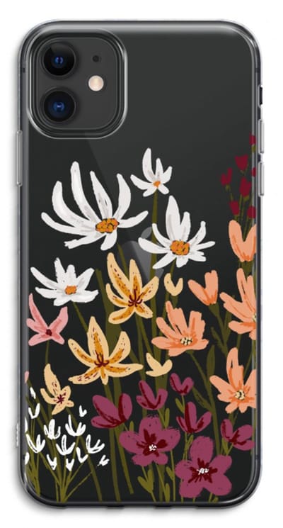 Case Company® - Hoesje geschikt voor iPhone 11 hoesje - Painted wildflowers - Soft Cover Telefoonhoesje - Bescherming aan alle Kanten en Schermrand