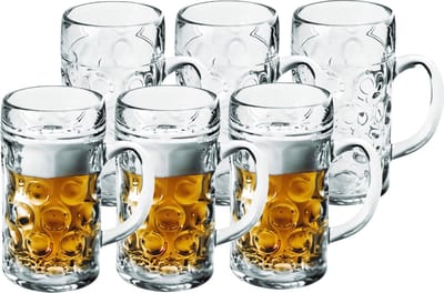 6x Bierpullen/bierglazen halve liter/50 cl/500 ml van onbreekbaar kunststof - 0,5 liter pullen - Bierfeest/Oktoberfest pul - Bierpul glazen