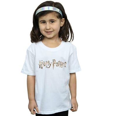 Harry Potter Katoenen T-shirt met logo voor meisjes (Wit)