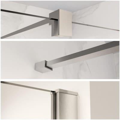 FugaFlow Eccelente Vetro profielset 200cm + stabilisatiestang 120cm geborsteld rvs -