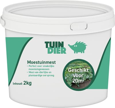 Moestuin voeding | TUIN-DIER® | Moestuin mest | Moestuinmest | Moestuin meststof | 100% natuurlijk | In handige bewaaremmer | 2.000 gram | 2 kilogram