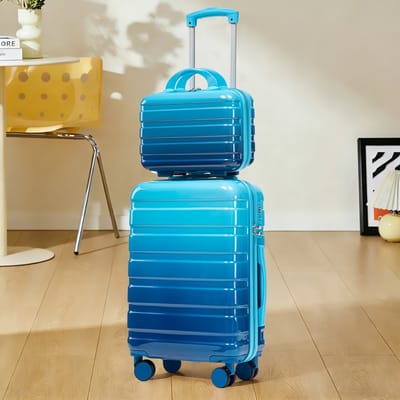 MIVRAY Reiskofferset – 2-delig Met 14 Inch Kosmetische Tas – 36 X 21 X 55 Cm – PC – Blauw – Licht, Wendbaar En Krasbestendig