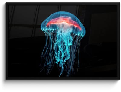 Poster in lijst - Fotolijst 90x60 cm - Posters - Kwal - Tentakels - Blauw - Licht - Posterlijst zwart - Decoratie - Wanddecoratie woonkamer - Muurdecoratie slaapkamer