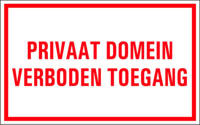 Privaat domein tekststicker 200 x 125 mm