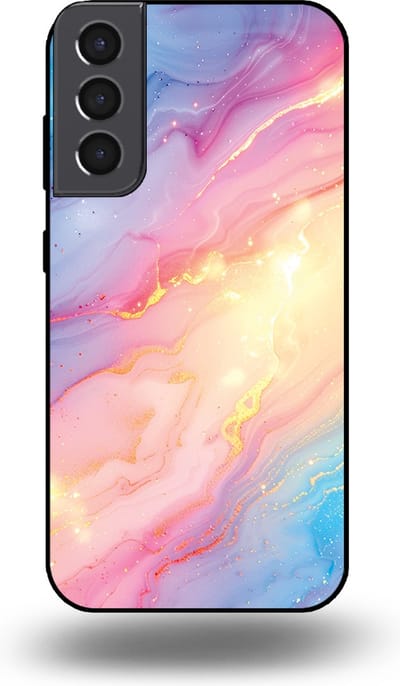 Smartphonica Telefoonhoesje Geschikt voor Samsung Galaxy S21 met Regenboog Glitter Marmer Opdruk - TPU Backcover Case Rainbow Glitter Marble Design geschikt voor Samsung Galaxy S21