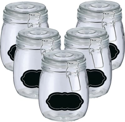 Weckpot/inmaakpot - 10x - 750 ml - glas - met beugelsluiting - incl. etiketten
