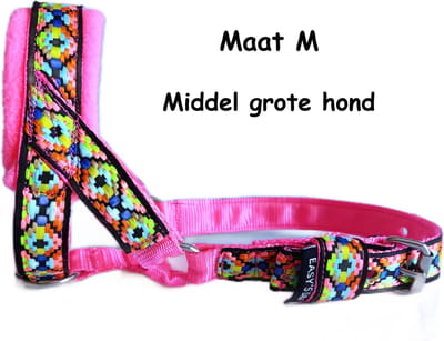 Hoofdhalster hond - Anti trek - Neon roze - Gevoerd - Maat M - Antitrek hoofdhalster hond - Hoofdhalster hond - Antitrek hond - Trainingshalsband