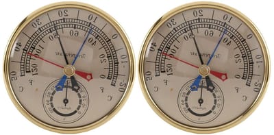 Thermometer Hygrometer - Weerstation - Binnen Buiten - Analoge Meting - 2 Stuks - Goud