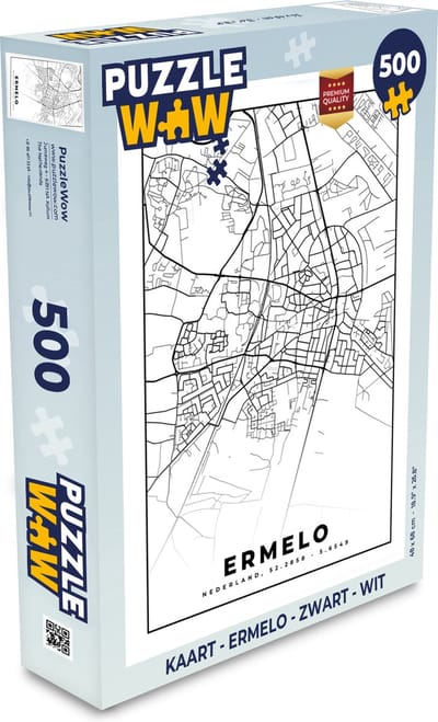 Puzzel Kaart - Ermelo - Zwart - Wit - Legpuzzel - Puzzel 500 stukjes