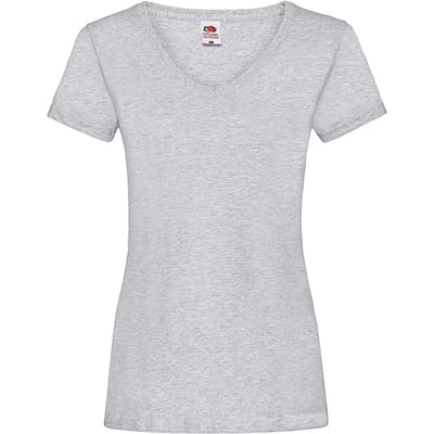 Dames-T-shirt met V-hals Fruit of the Loom Valueweight