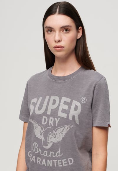 Superdry - Archive T-shirt met kiss-print en relaxte pasvorm - Dames - T-shirts