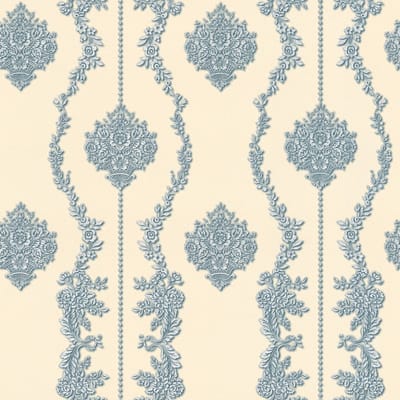 Barok behang Profhome 344936-GU vliesbehang licht gestructureerd in barok stijl mat blauw zilver beige 5,33 m2