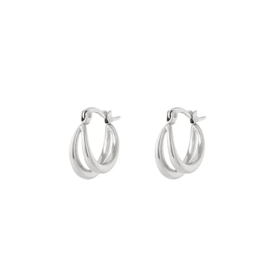 Small Double Hoop Oorbellen | RVS (verkleurt niet) Zilver | Nikkelvrij | Yehwang | Beste cadeau voor haar | Kerst | Sinterklaas