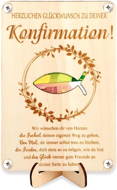 Dailygoods- Geldgeschenk Houten Bevestiging - Tafeldecoratie - Vormsel - Cadeau - Geldgeschenken - Confirmatie