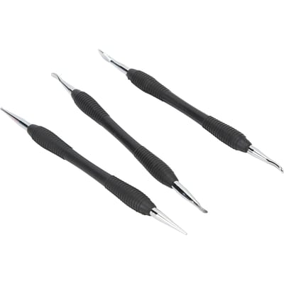 3 pièces Outils de Modelage pour Artisanat du Cuir Différentes Tailles Formes Acier Inoxydable Robuste Outil de Pressage/Frottement pour Cuir DIY pour la Maison black