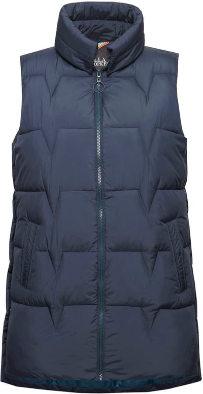 Ulla Popken - Dames - Doorgestikte bodywarmer zijwaartse drukknopen mouwloos - Marine - Maat 46+
