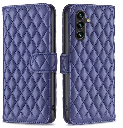 BINFEN Hoesje - Geschikt voor Samsung Galaxy A56 Hoesje - BINFEN Rhombus Book Case - Blauw