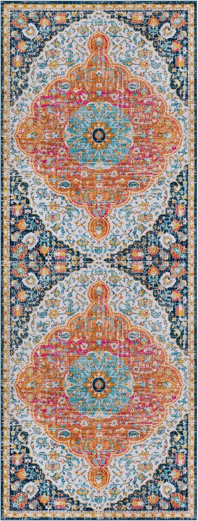 SURYA - Vintage Oosters Tapijt WREN - Meerkleurig/oranje