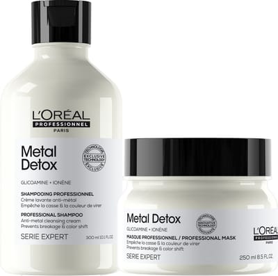 L'Oréal Professionnel Metal Detox Shampoo 300ml & Masker 250ml - Beschermend tegen haarbreuk en kleurverandering voor meer glans – Voordeelverpakking