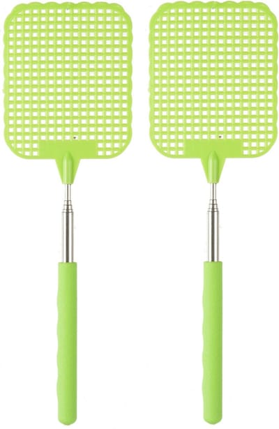 Ibergarden Vliegenmepper compact - 2x - Uitschuifbaar tot 60 cm - groen - Insecten killer