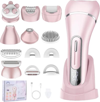 7-in-1 dames scheerapparaat en lichaamstrimmer, waterdicht voor intieme zones, bikini en meer