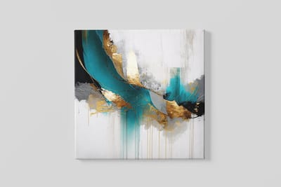 Vierkant Canvas Schilderij Goud Groen Abstract - Moderne Wanddecoratie voor Woonkamer - 40 x 40 cm