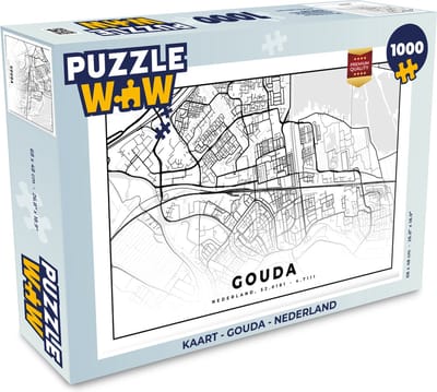 Puzzel Kaart - Gouda - Nederland - Legpuzzel - Puzzel 1000 stukjes volwassenen