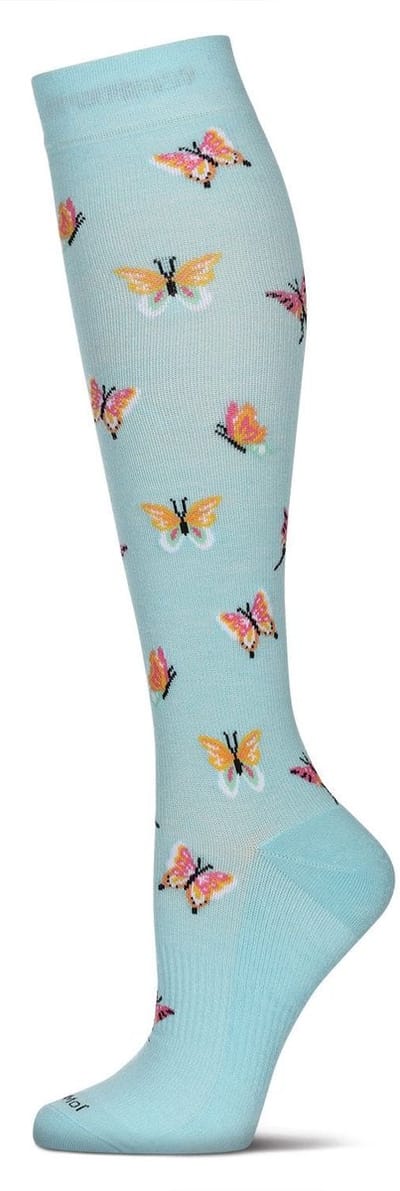 MeMoi Premium Vlinder Patroon Bamboe Compressiesokken Dames Modieuze Kniekousen 1 Paar