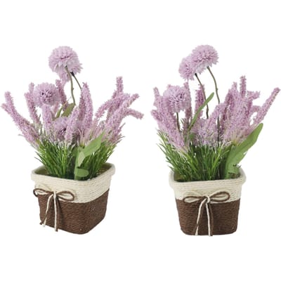 Plante Artificielle en Pot Créative Réaliste en Plastique Faux Plantes en Pot pour Maison Restaurant Bureau Hortensia Lavande gray