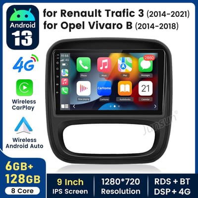 Hexinex Octa-Core autoradio Geschikt voor Opel Vivaro B Renault Trafic 3 - Draadloos CarPlay, Android Auto, multimediaspeler, WIFI, DSP, 6GB+128GB