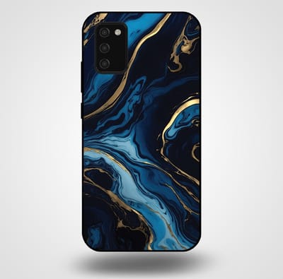 Smartphonica Telefoonhoesje voor Samsung Galaxy A03s met marmer opdruk - TPU backcover case marble design - Goud Blauw geschikt voor Samsung Galaxy A03S