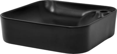 Vierkante wastafel zonder overloop 43x43x12 cm zwart keramiek LuxeBath