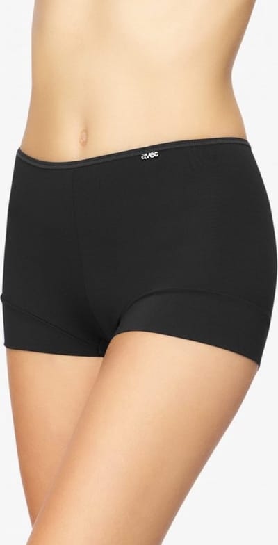3844 dames boxershort microfiber - Dames polyamide hoge onderbroek - Badstof kruisje - ondergoed - Zwart / M
