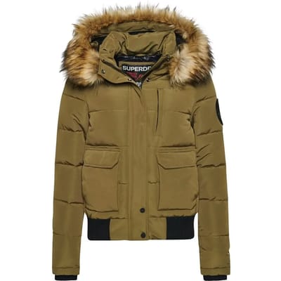 Superdry Jas Everst Hooded Puffer Bomber W5011576a Vd2 Military Olive Dames Maat - M