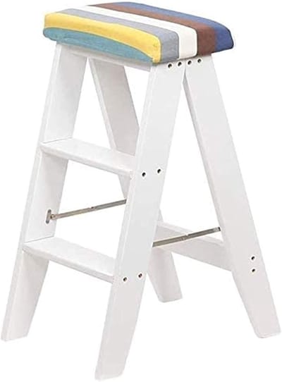 Houten Opstapje - Keukentrapje Kruk - Veilig Bereiken - Antislip Rubberen Voetjes - Opvouwbaar Ontwerp - Naturel Houtkleur